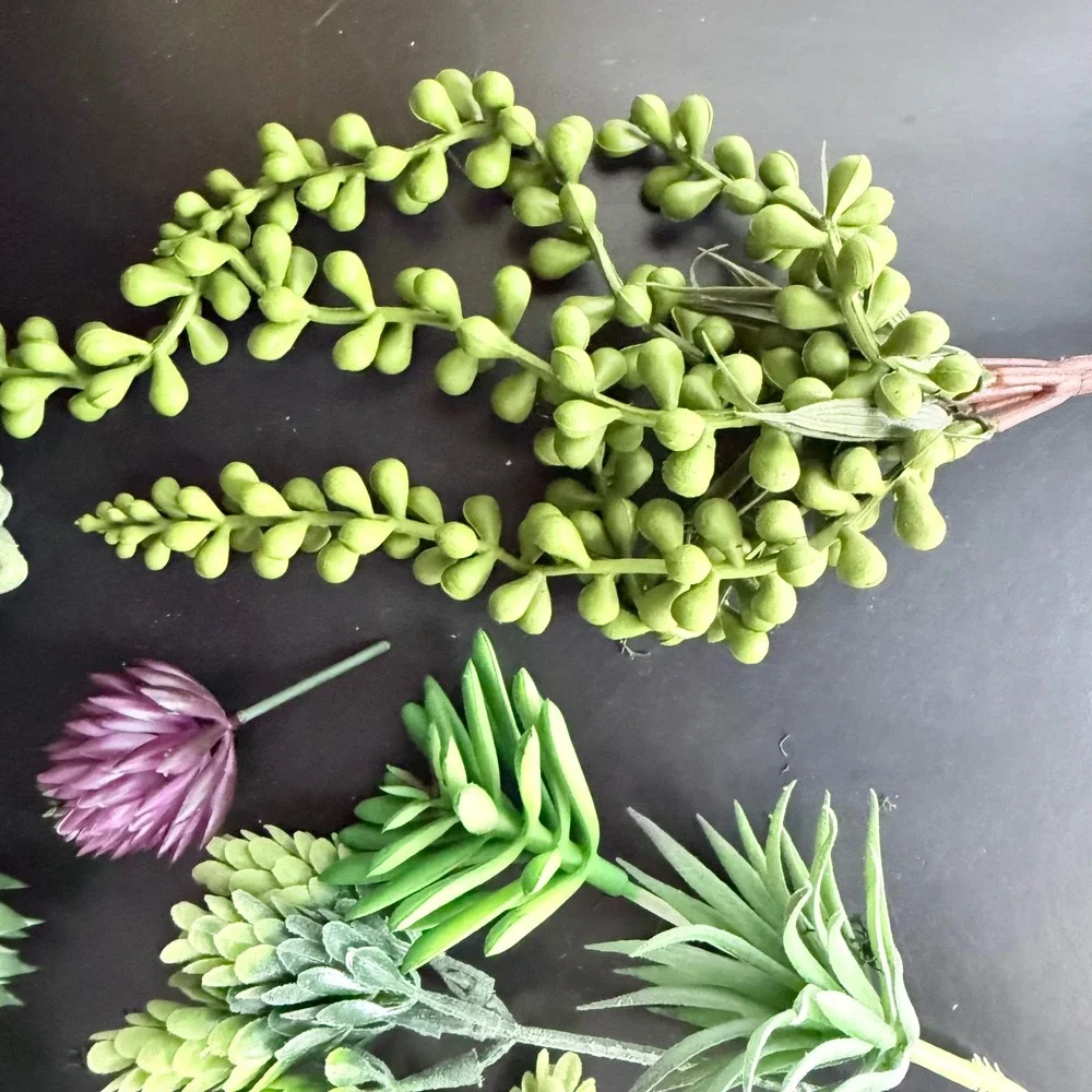 Unbranded Artificial Succulents Lot  Green Excellent Mixed Faux Greenery Moss